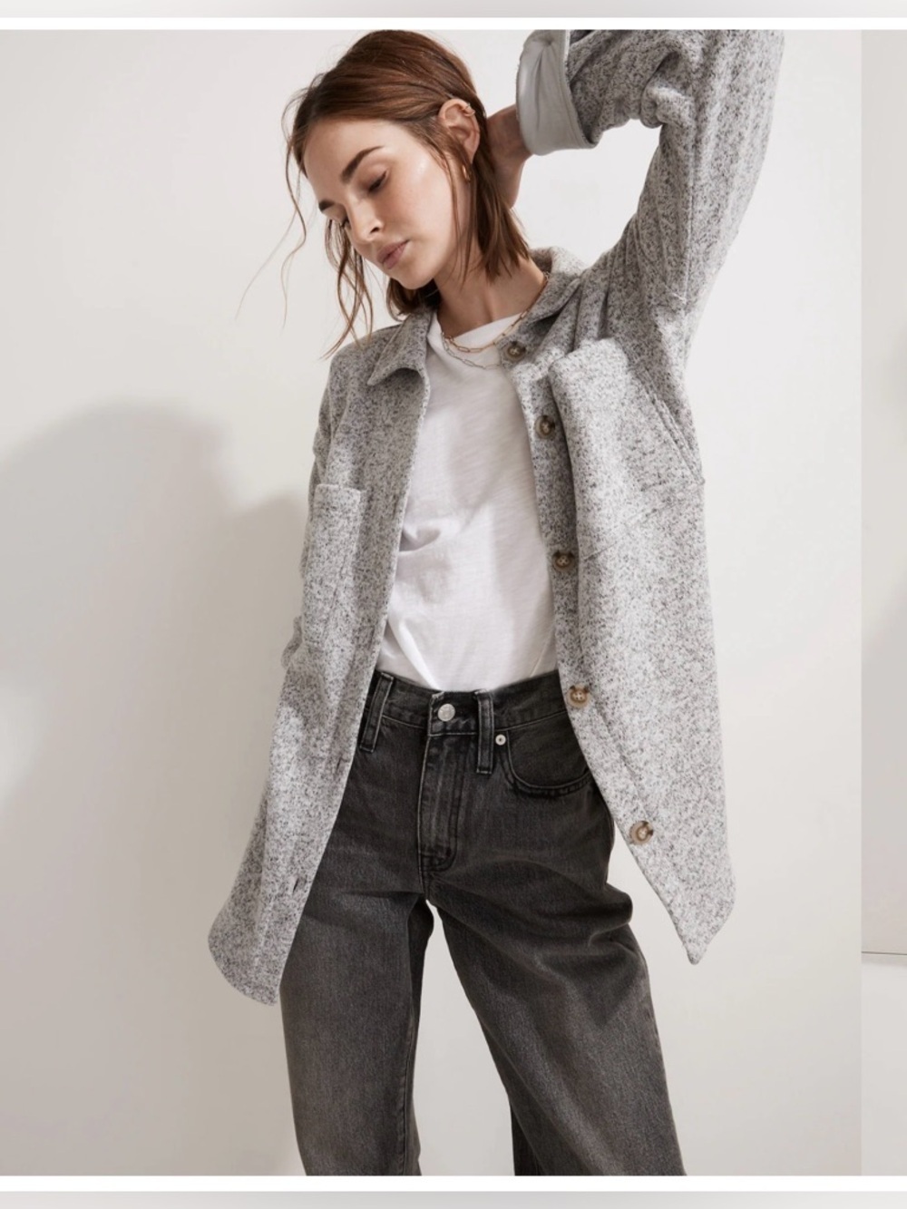Madewell Gray Cozy Button Up Fleece Sweater Shirt-Jacket Size XXS